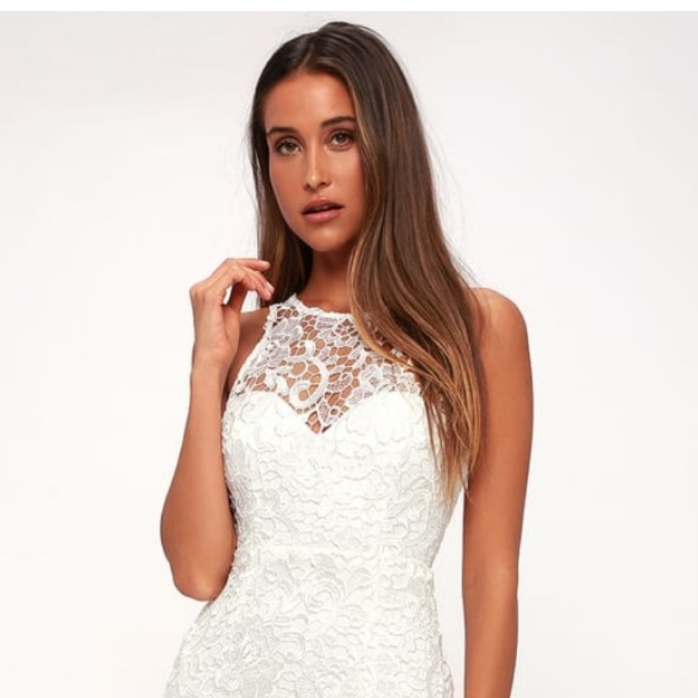 Lulus wedding dress lace maxi split leg hale